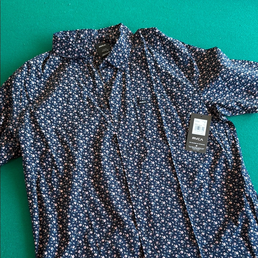 RVCA Men's Navy Floral Shirt